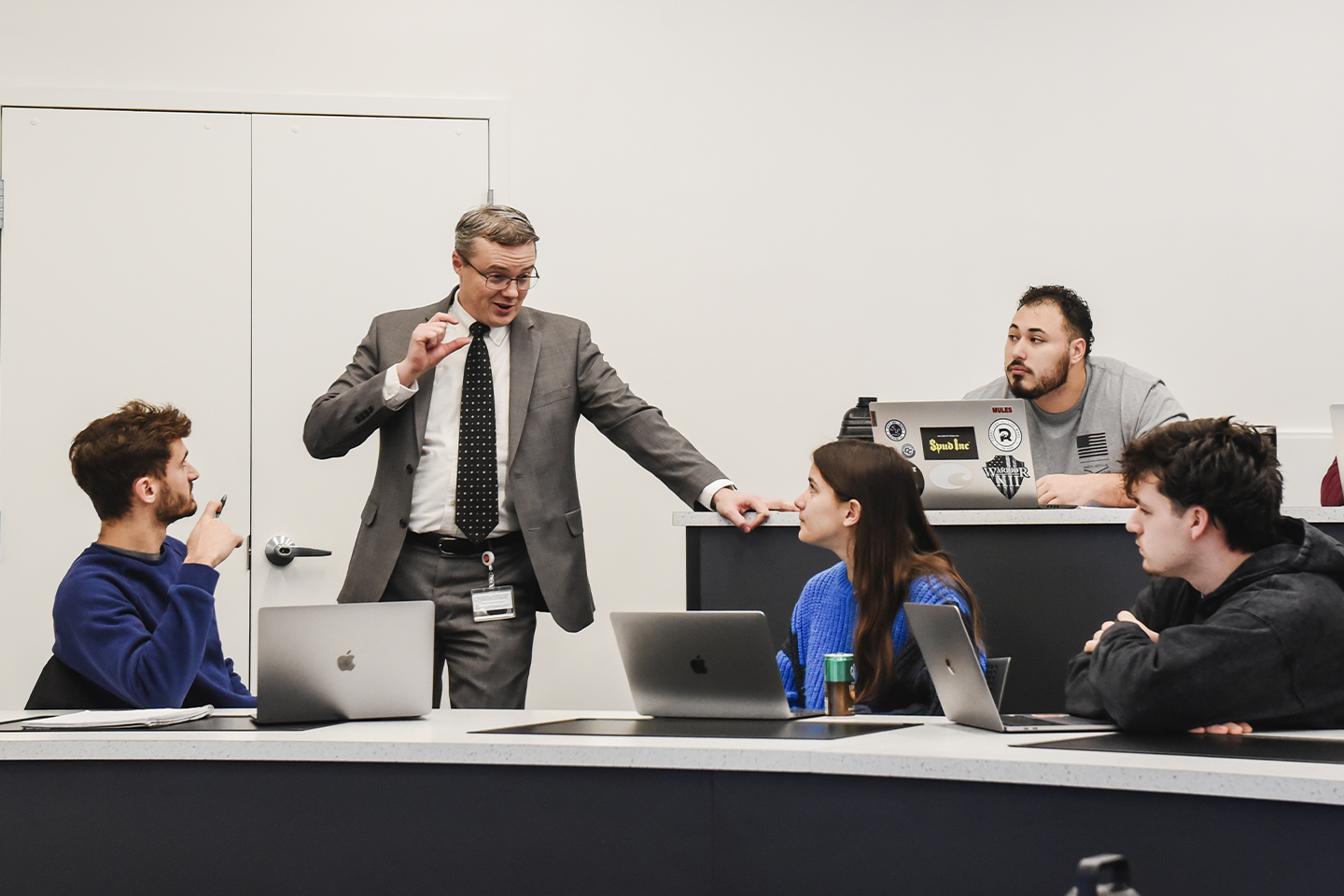 Assistant Professor of Business Greg Collins with his Operations and Information Systems class.