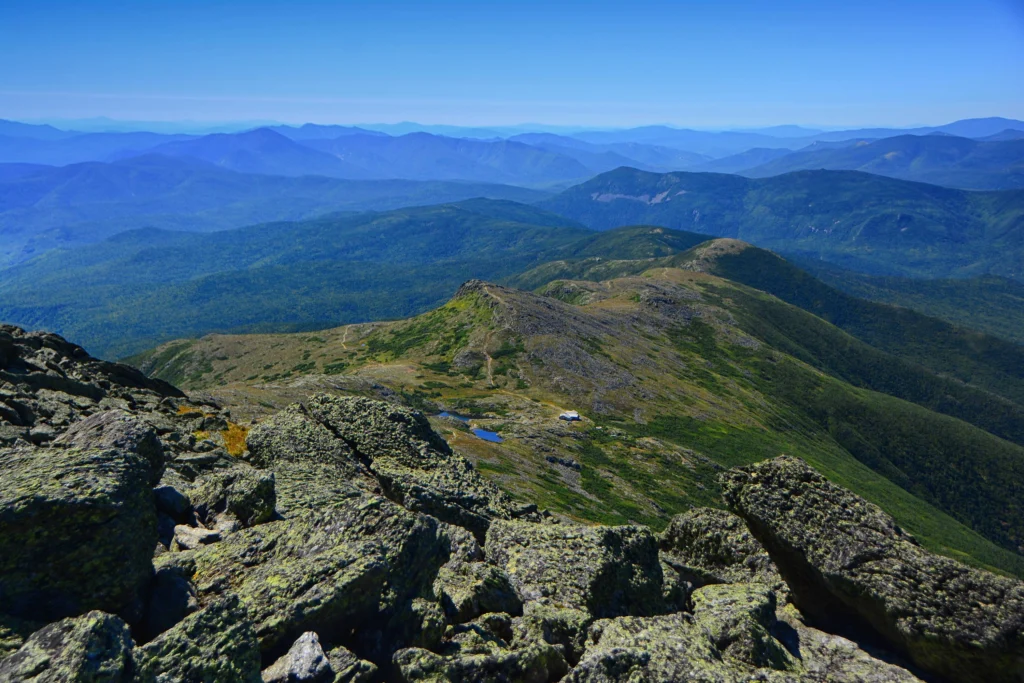 A view from the Appalachian Trail of mountains and rocks